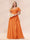 A-Line/Princess V-Neck Long Plus size Bridesmaid Dresses with Ruffles