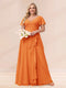 A-Line/Princess V-Neck Long Plus size Bridesmaid Dresses with Ruffles