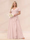 A-Line/Princess V-Neck Long Plus size Bridesmaid Dresses with Ruffles