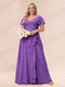 A-Line/Princess V-Neck Long Plus size Bridesmaid Dresses with Ruffles