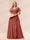 A-Line/Princess V-Neck Long Plus size Bridesmaid Dresses with Ruffles