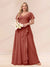 A-Line/Princess V-Neck Long Plus size Bridesmaid Dresses with Ruffles