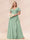 A-Line/Princess V-Neck Long Plus size Bridesmaid Dresses with Ruffles
