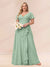 A-Line/Princess V-Neck Long Plus size Bridesmaid Dresses with Ruffles
