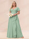 A-Line/Princess V-Neck Long Plus size Bridesmaid Dresses with Ruffles