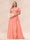 A-Line/Princess V-Neck Long Plus size Bridesmaid Dresses with Ruffles