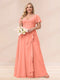 A-Line/Princess V-Neck Long Plus size Bridesmaid Dresses with Ruffles