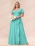 A-Line/Princess V-Neck Long Plus size Bridesmaid Dresses with Ruffles