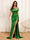 Sheath/Column Off-The-Shoulder Long Formal Dresses with Split Side & Ruched
