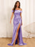 Sheath/Column Off-The-Shoulder Long Formal Dresses with Split Side & Ruched
