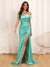 Sheath/Column Off-The-Shoulder Long Formal Dresses with Split Side & Ruched