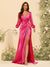 Sheath/Column V-Neck Long Sleeves Formal Dresses with Split Side & Ruched