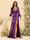 Sheath/Column V-Neck Long Sleeves Formal Dresses with Split Side & Ruched
