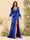 Sheath/Column V-Neck Long Sleeves Formal Dresses with Split Side & Ruched