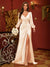 Sheath/Column V-Neck Long Sleeves Evening Dresses with Split Side & Ruched