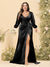 Sheath/Column V-Neck Long Sleeves Formal Plus Size Dresses with Split Side & Ruched