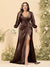 Sheath/Column V-Neck Long Sleeves Formal Plus Size Dresses with Split Side & Ruched