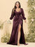 Sheath/Column V-Neck Long Sleeves Formal Plus Size Dresses with Split Side & Ruched