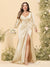 Sheath/Column V-Neck Long Sleeves Formal Plus Size Dresses with Split Side & Ruched