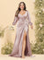 Sheath/Column V-Neck Long Sleeves Formal Plus Size Dresses with Split Side & Ruched