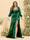 Sheath/Column V-Neck Long Sleeves Formal Plus Size Dresses with Split Side & Ruched