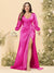 Sheath/Column V-Neck Long Sleeves Formal Plus Size Dresses with Split Side & Ruched
