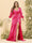 Sheath/Column V-Neck Long Sleeves Formal Plus Size Dresses with Split Side & Ruched