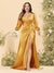Sheath/Column V-Neck Long Sleeves Formal Plus Size Dresses with Split Side & Ruched
