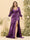 Sheath/Column V-Neck Long Sleeves Formal Plus Size Dresses with Split Side & Ruched
