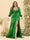 Sheath/Column V-Neck Long Sleeves Formal Plus Size Dresses with Split Side & Ruched