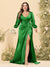 Sheath/Column V-Neck Long Sleeves Formal Plus Size Dresses with Split Side & Ruched