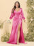 Sheath/Column V-Neck Long Sleeves Formal Plus Size Dresses with Split Side & Ruched