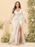 Sheath/Column V-Neck Long Sleeves Formal Plus Size Dresses with Split Side & Ruched