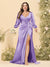 Sheath/Column V-Neck Long Sleeves Formal Plus Size Dresses with Split Side & Ruched