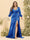 Sheath/Column V-Neck Long Sleeves Formal Plus Size Dresses with Split Side & Ruched