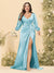 Sheath/Column V-Neck Long Sleeves Formal Plus Size Dresses with Split Side & Ruched
