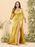 Sheath/Column V-Neck Long Sleeves Formal Plus Size Dresses with Split Side & Ruched