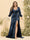 Sheath/Column V-Neck Long Sleeves Formal Plus Size Dresses with Split Side & Ruched