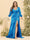Sheath/Column V-Neck Long Sleeves Formal Plus Size Dresses with Split Side & Ruched