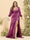 Sheath/Column V-Neck Long Sleeves Formal Plus Size Dresses with Split Side & Ruched