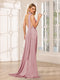 Sheath/Column Halter V-Neck Long Formal Dresses with Split Side & Ruched