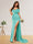 Sheath/Column Off-the-Shoulder Long Formal Dresses with Split Side & Ruched