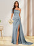 Sheath/Column One-Shoulder Long Formal Dresses with Split Side