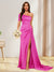 Sheath/Column One-Shoulder Long Formal Dresses with Split Side