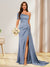 Sheath/Column One-Shoulder Long Formal Dresses with Split Side