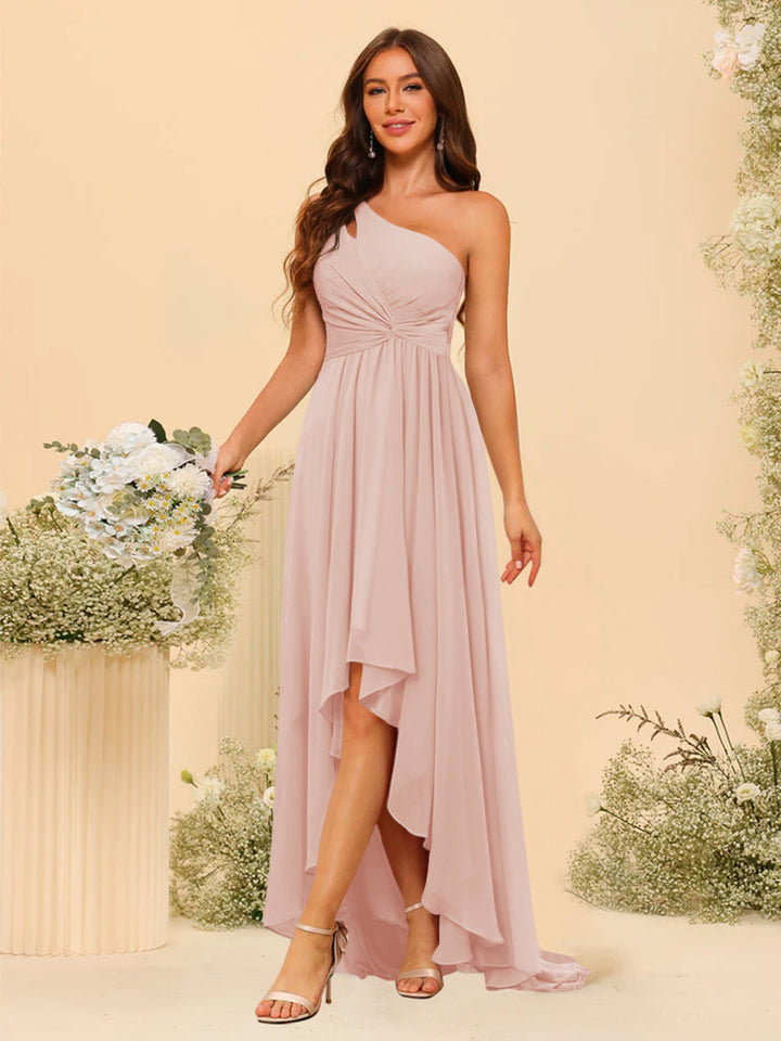 A-line/Princess One-The-Shoulder Asymmetrical Long Bridemaid dresses