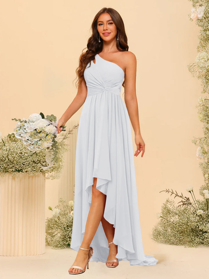 A-line/Princess One-The-Shoulder Asymmetrical Long Bridemaid dresses