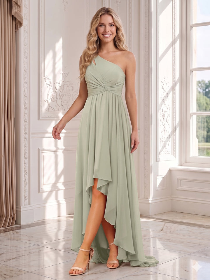 A-line/Princess One-The-Shoulder Asymmetrical Wedding Guest dresses