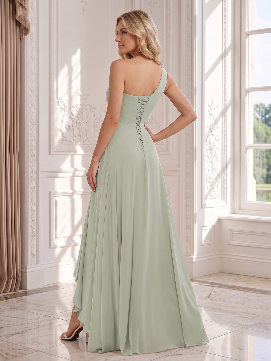 A-line/Princess One-The-Shoulder Asymmetrical Wedding Guest dresses