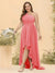 A-line/Princess One-The-Shoulder Asymmetrical Long Plus Size Bridesmaid dresses